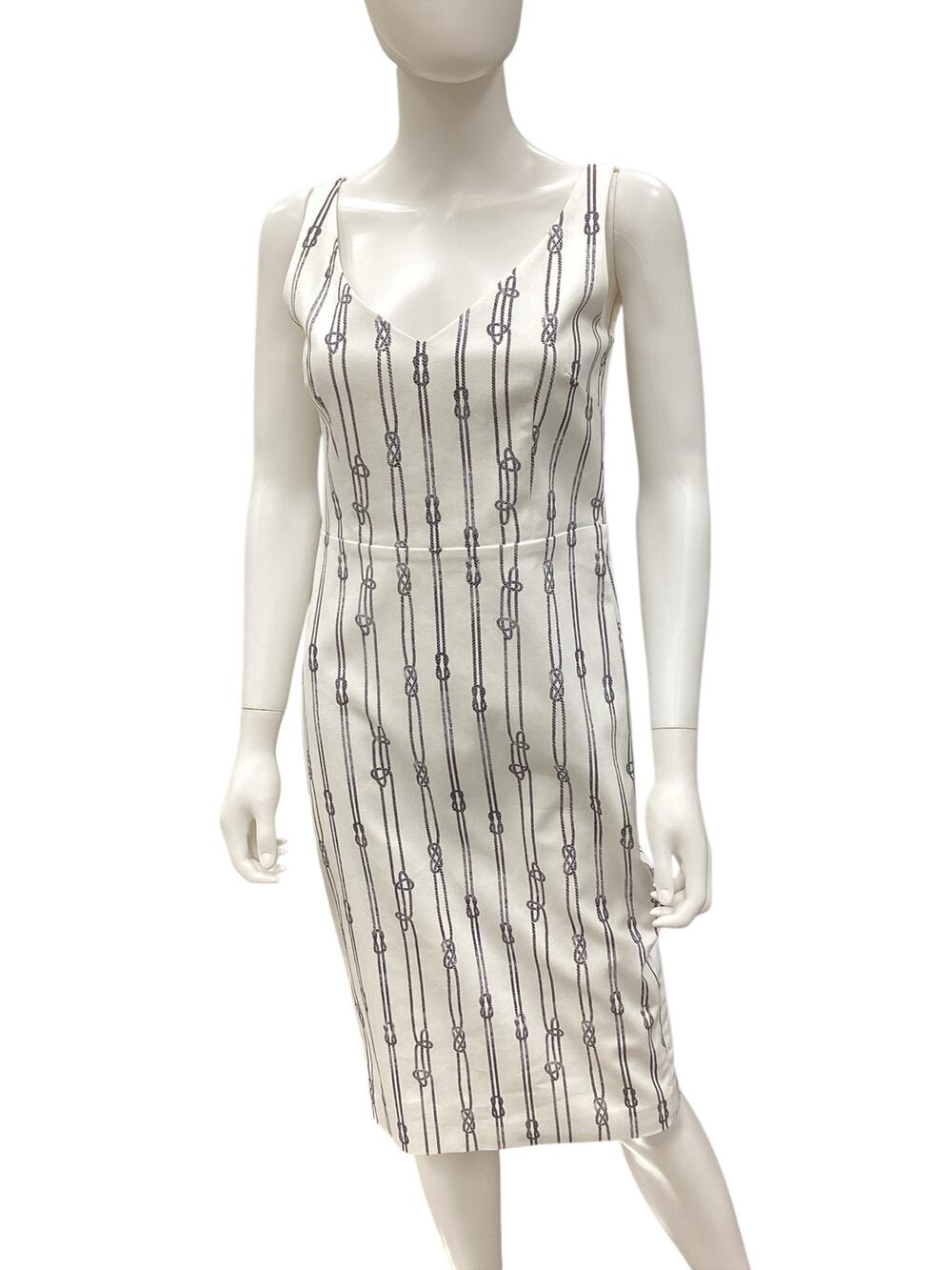 NWT Max Mara Dress Women’s Size 8 97% Cotton Sleeveless V-Neck Lined White